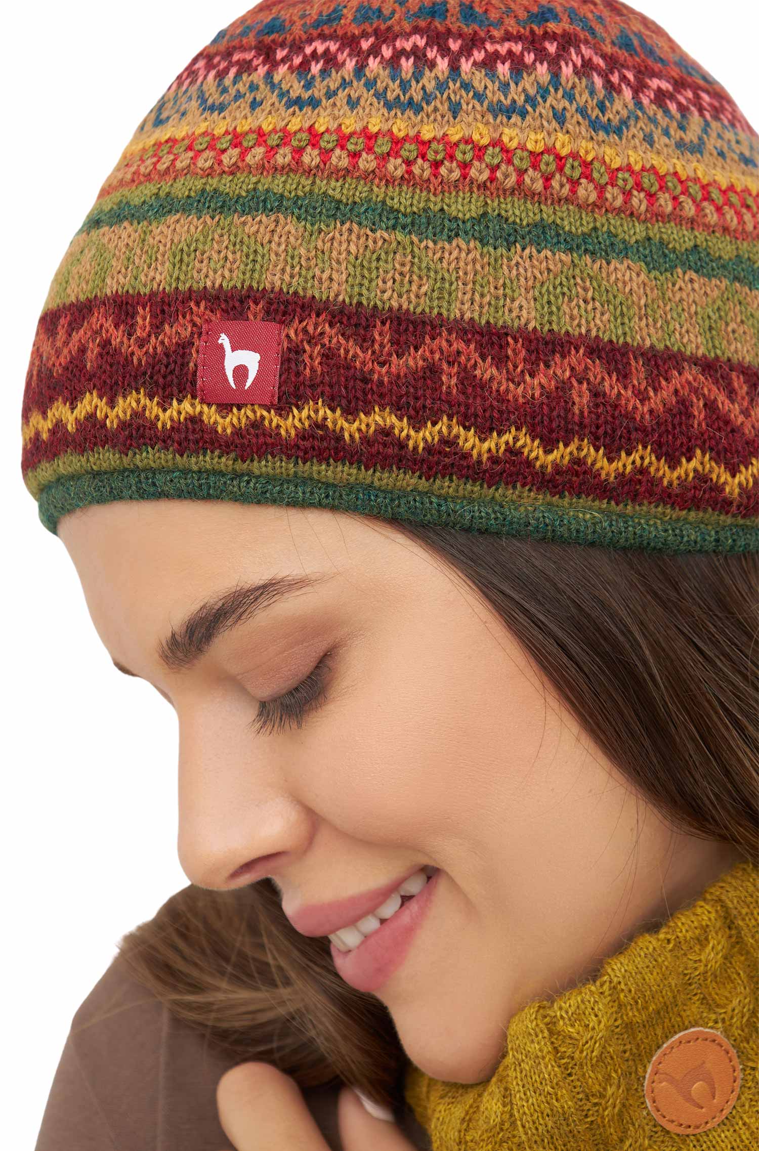 Baby Alpaka Mütze LUNA für Kinder - Jacquard Design & wärmend