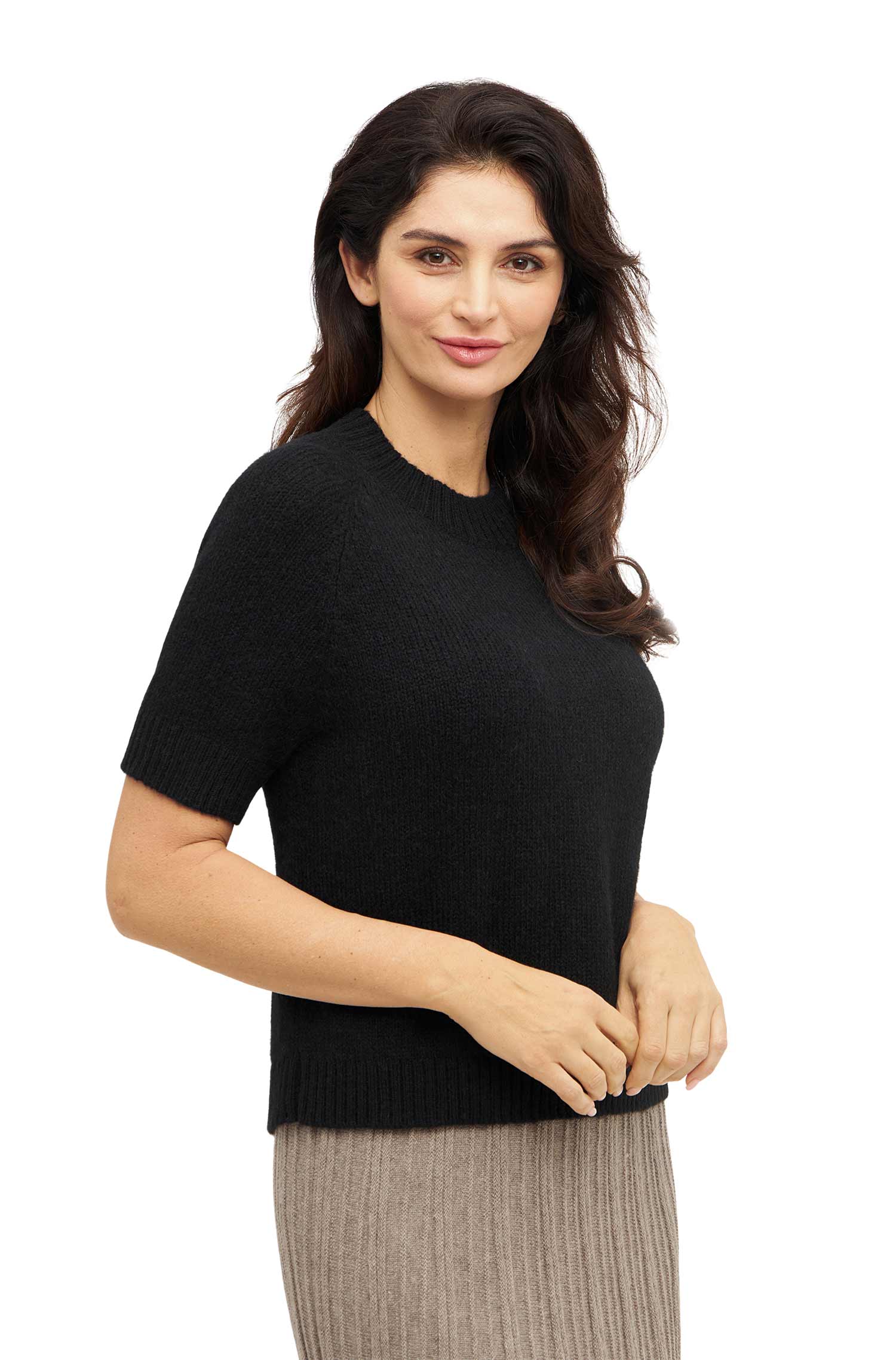 Alpaka Kurzarm-Pullover PACA aus Baby Alpaka-Merino-Mix