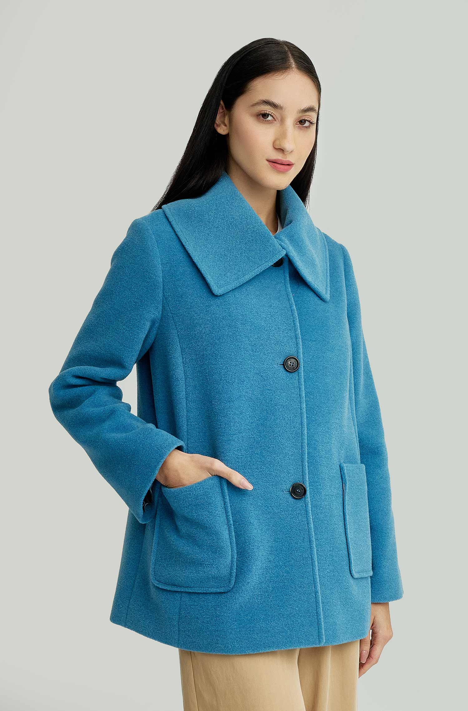 Manteau en alpaga YVANNA en mélange de laine d'alpaga