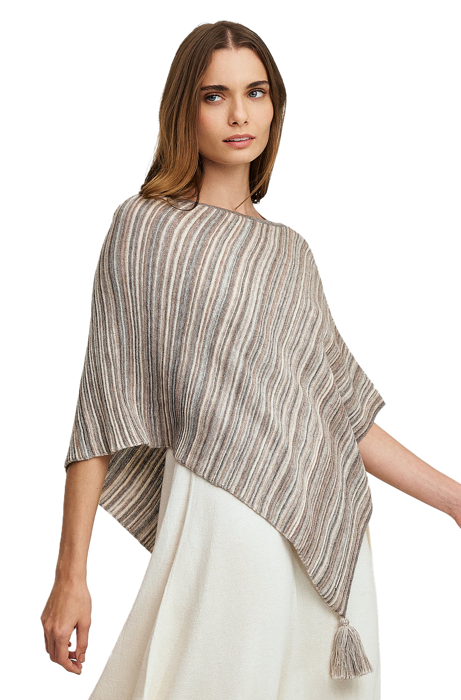 Poncho en alpaga WALNUT en Baby Alpaca Eco et coton biologique