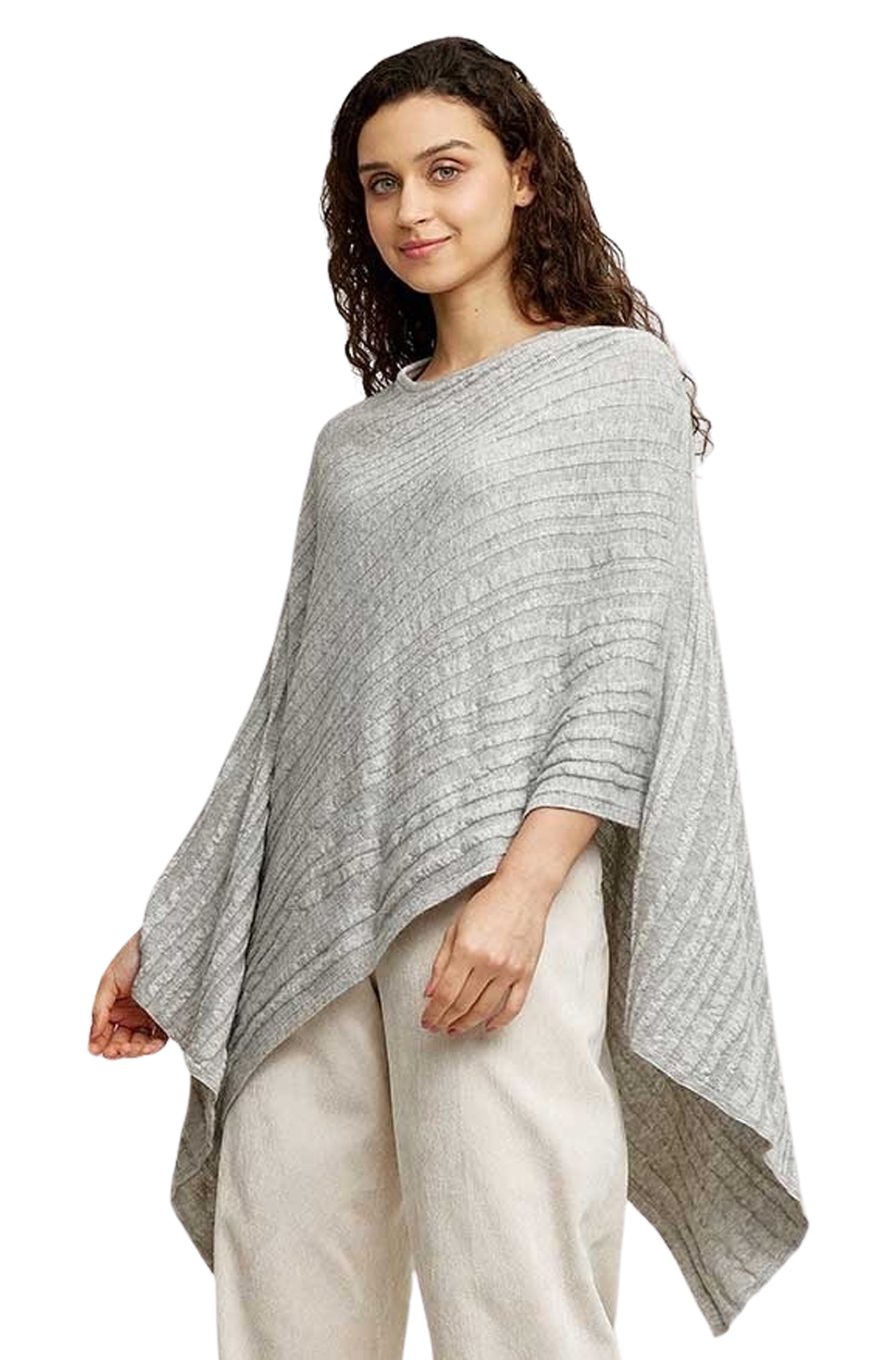 Alpaka Poncho WASABI aus Baby Alpaka Eco & Bio-Baumwolle