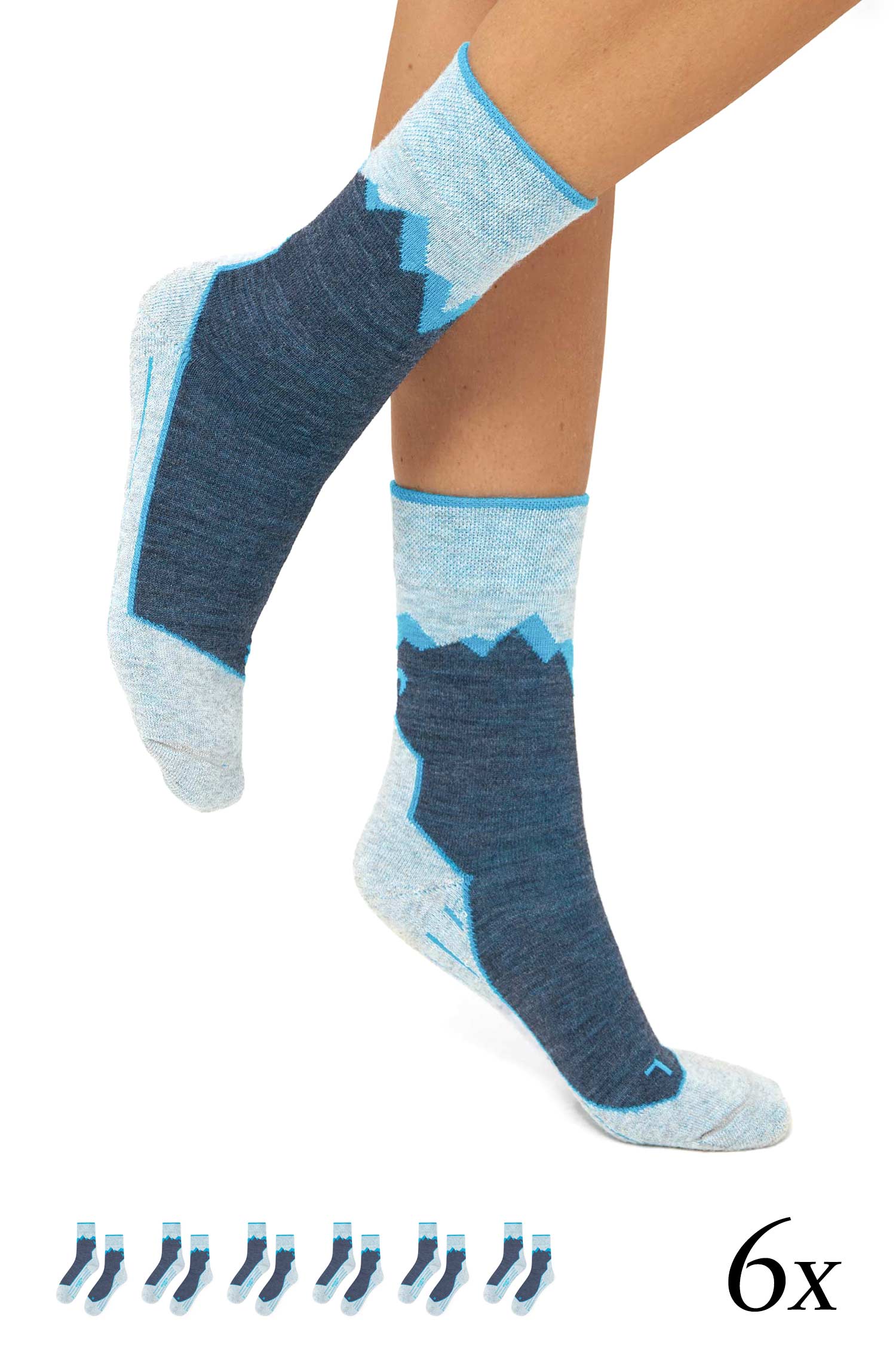 Alpaka Premium WANDERSOCKEN 6er Pack aus Baby-Alpaka-Pima-Mix