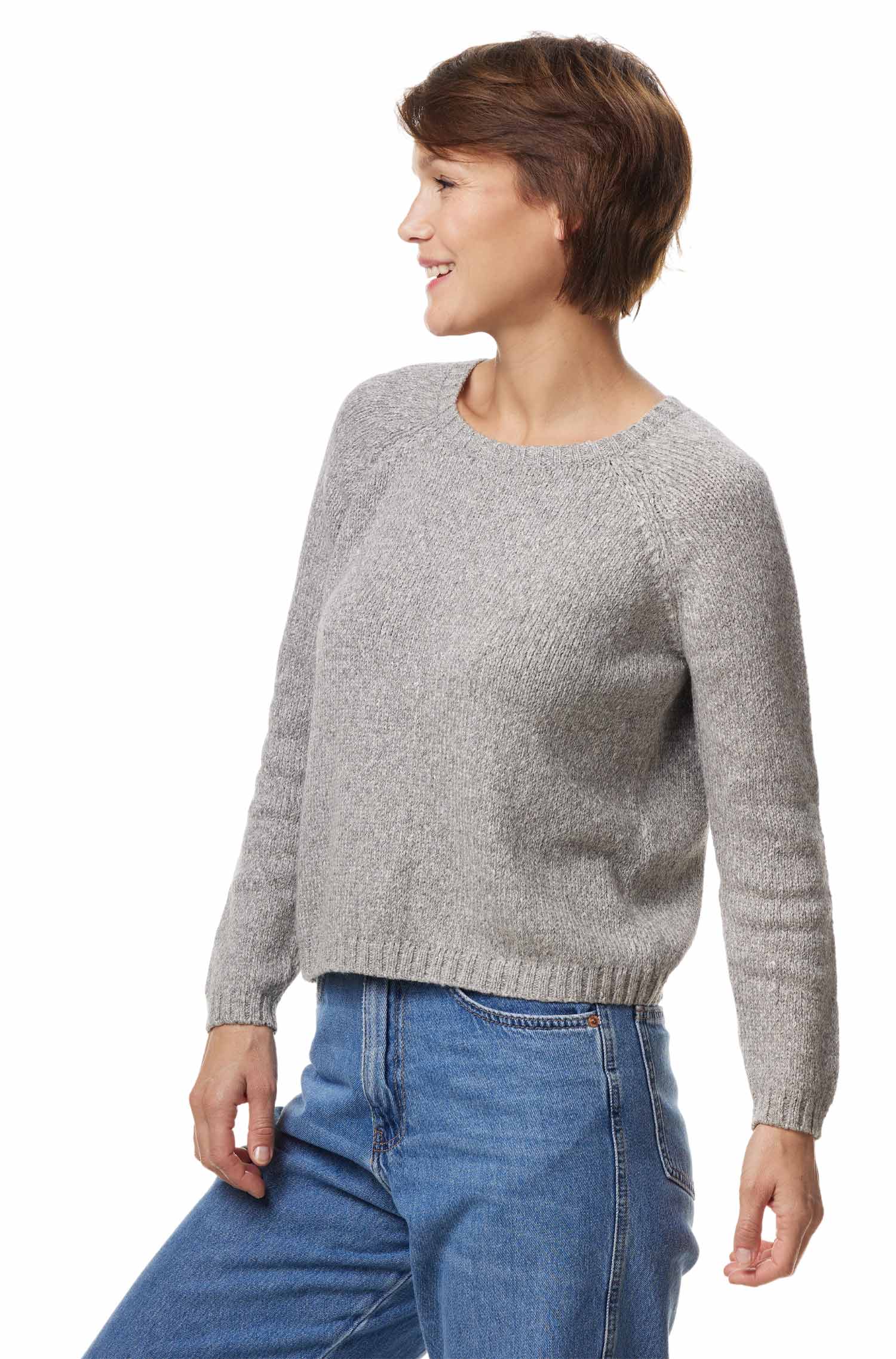 Alpaka Rundhals Pullover ELLA aus Baby Alpaka und Pima Baumwolle