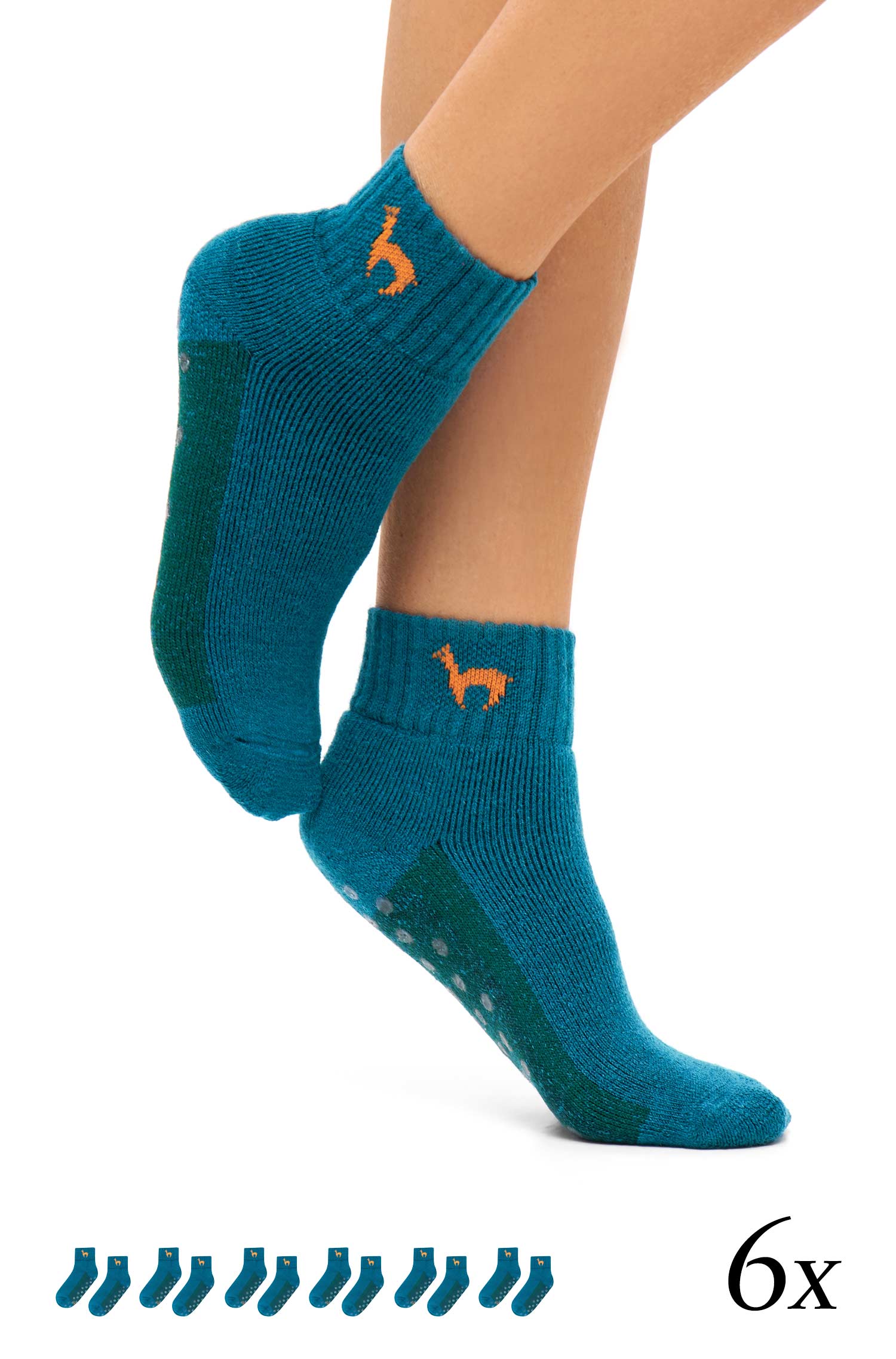 Alpaka Socken ABS kurz 6er Pack mit 52% Alpaka & 35% Wolle