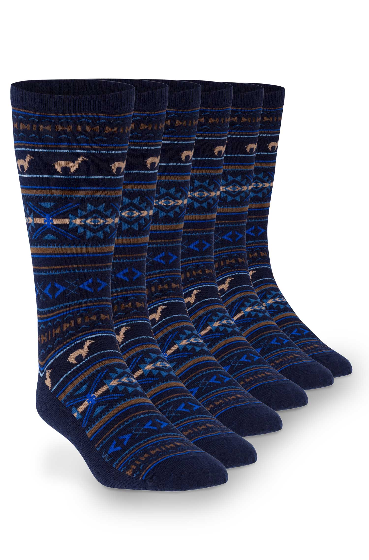 Alpaca socks JACQUARD 6-pack made from 70% baby alpaca and 25% pima cotton