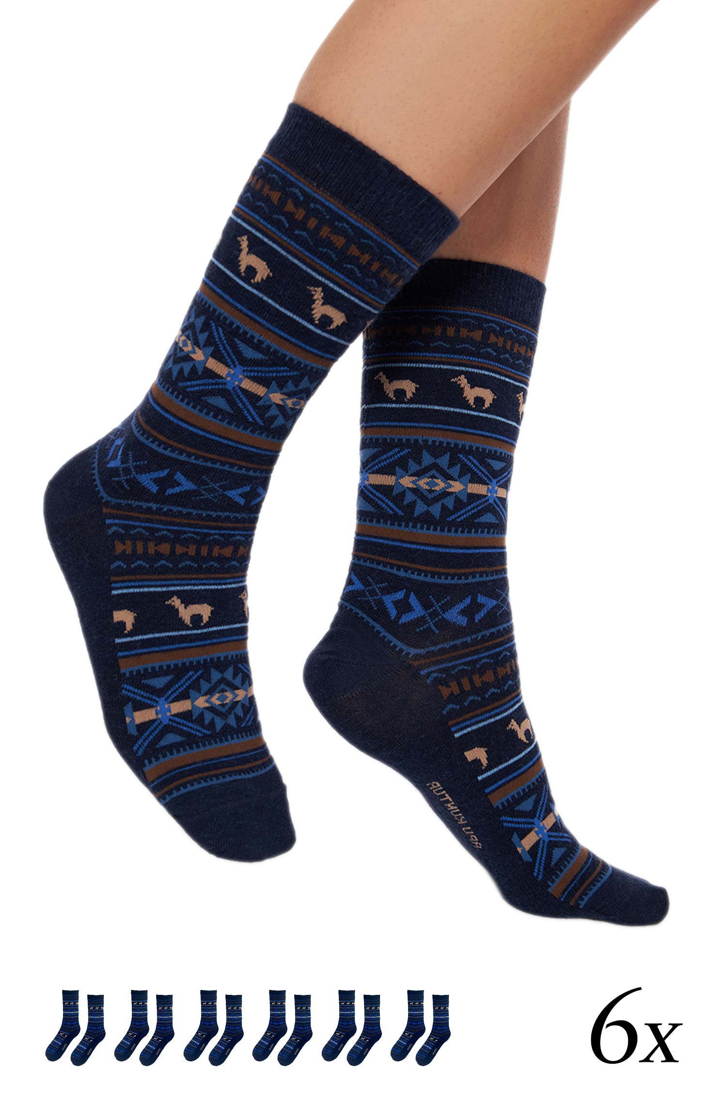 Alpaka Socken JACQUARD 6er Pack aus 70% Baby Alpaka und 25% Pima Baumwolle