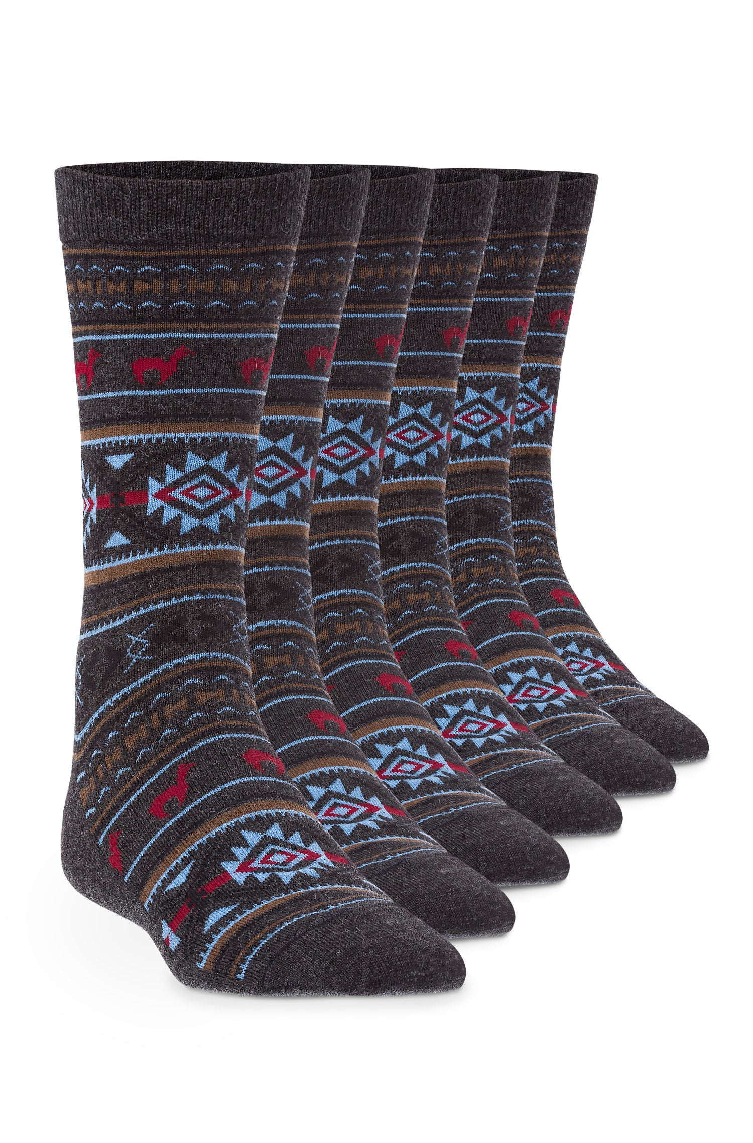 Alpaca socks JACQUARD 6-pack made from 70% baby alpaca and 25% pima cotton