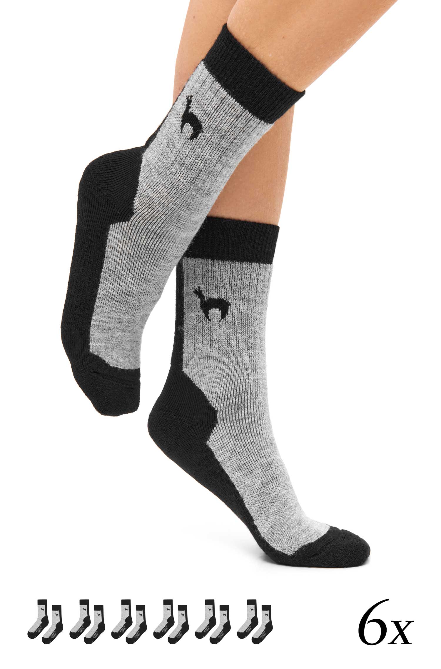 Alpaka-Wolle Socken 6er Pack für Trekking & Outdoor