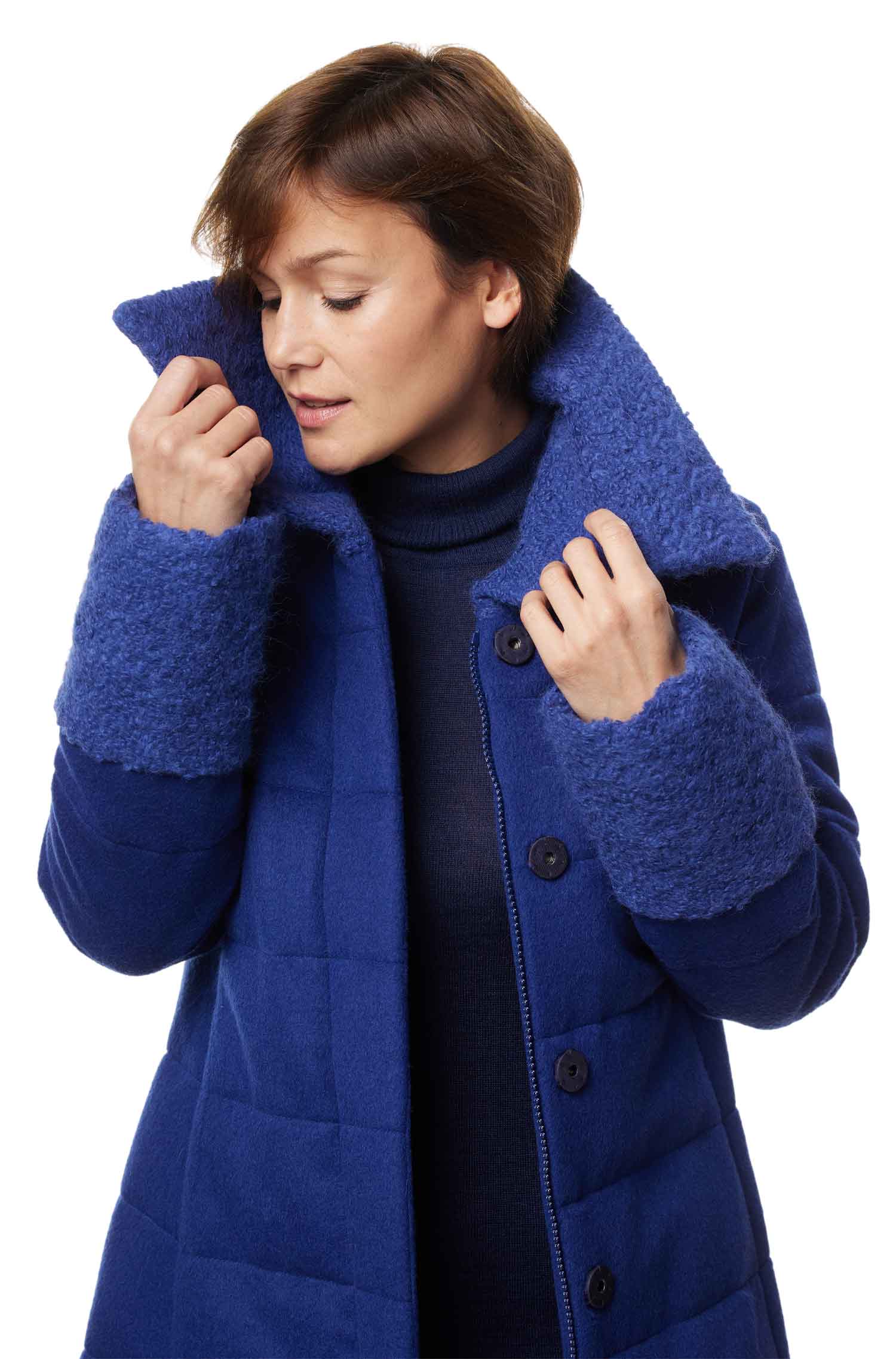 Alpaka Steppmantel SARAH aus Baby Alpaka und Wolle