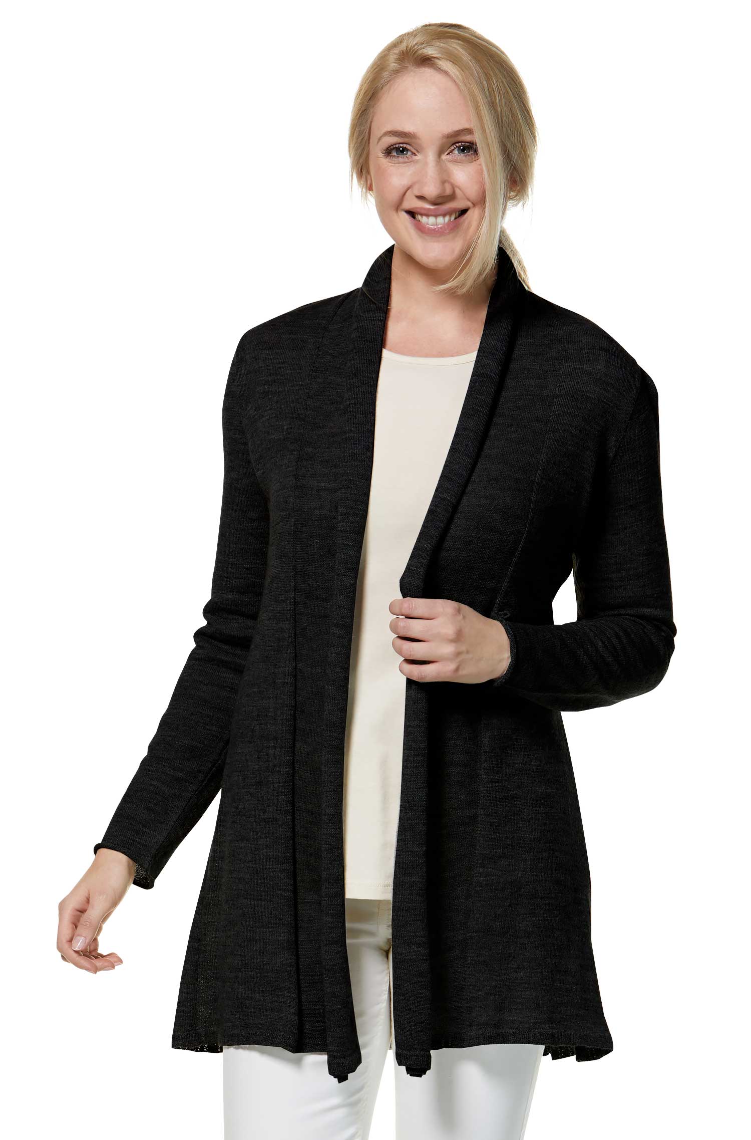 Alpaka Strickjacke PENELOPE LONG aus 100% Baby Alpaka
