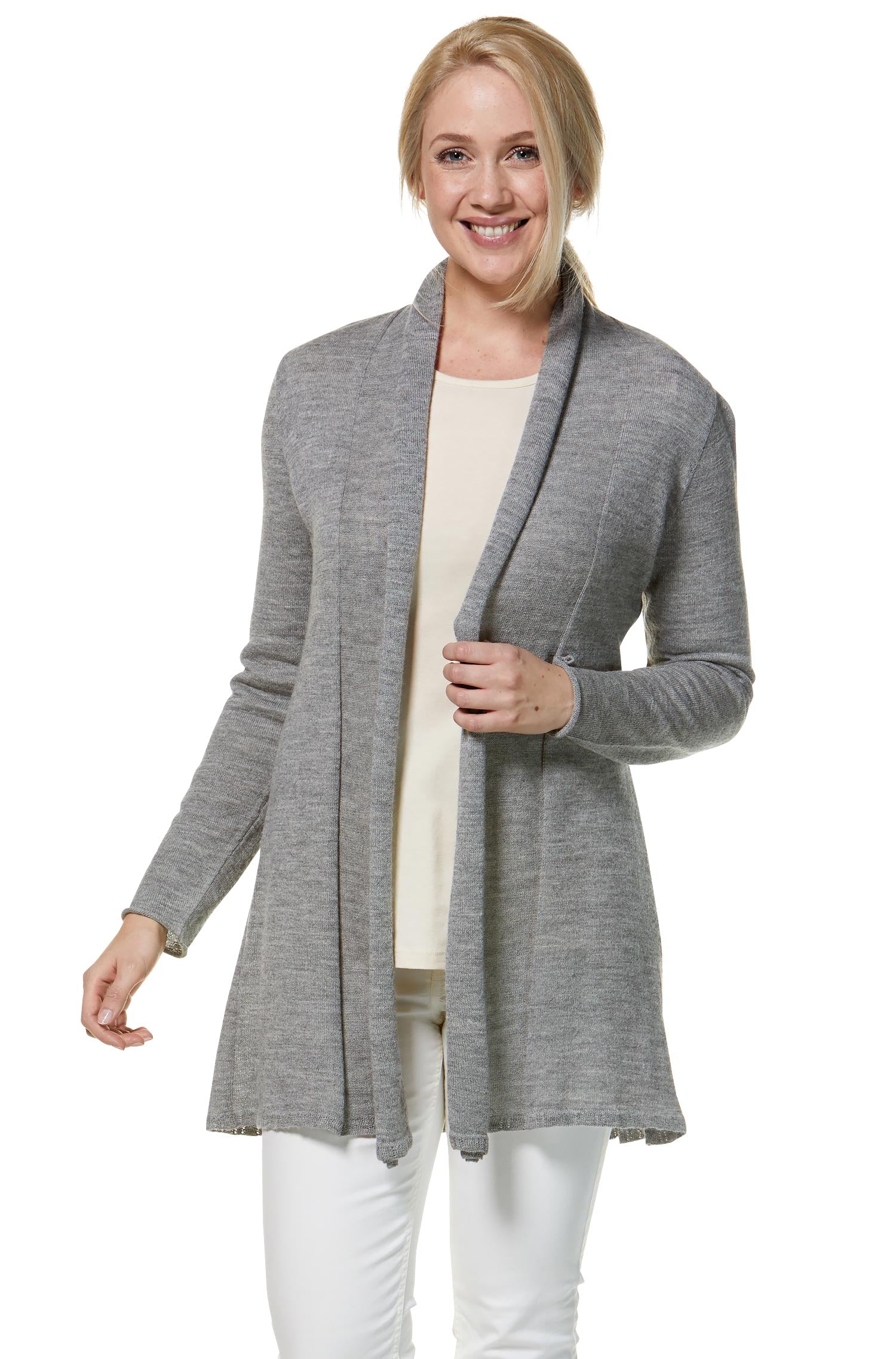 Alpaka Strickjacke PENELOPE LONG aus 100% Baby Alpaka