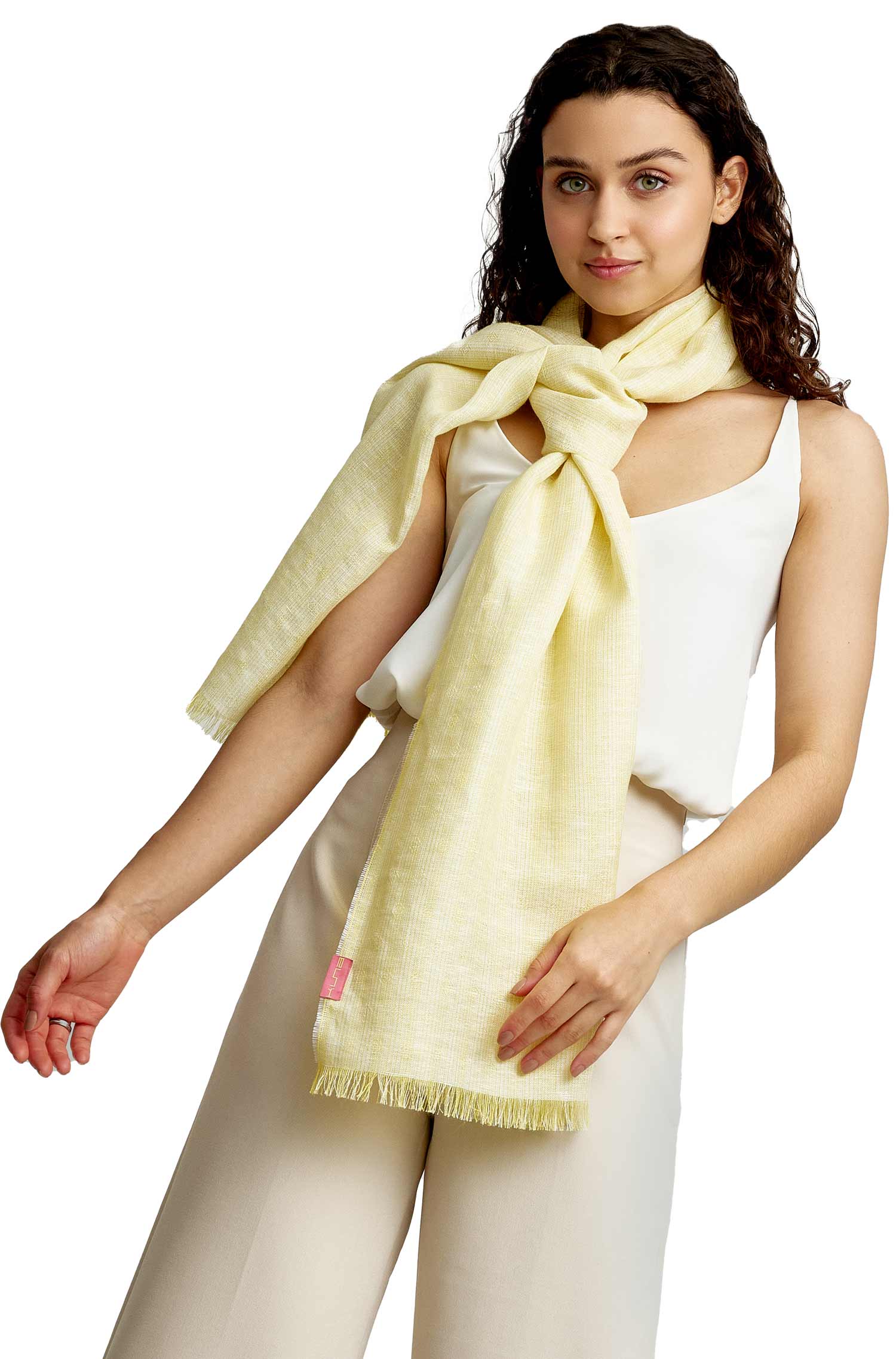 Alpaca woven scarf WELCOME made of baby alpaca, linen &amp; silk