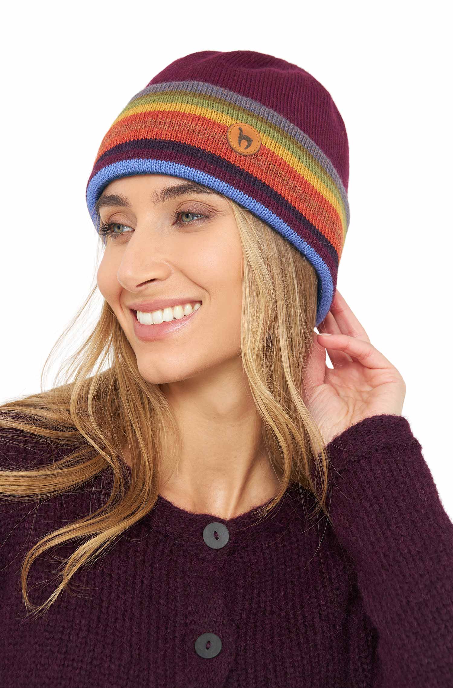 Alpaca reversible hat ARCO IRIS made of 100% baby alpaca