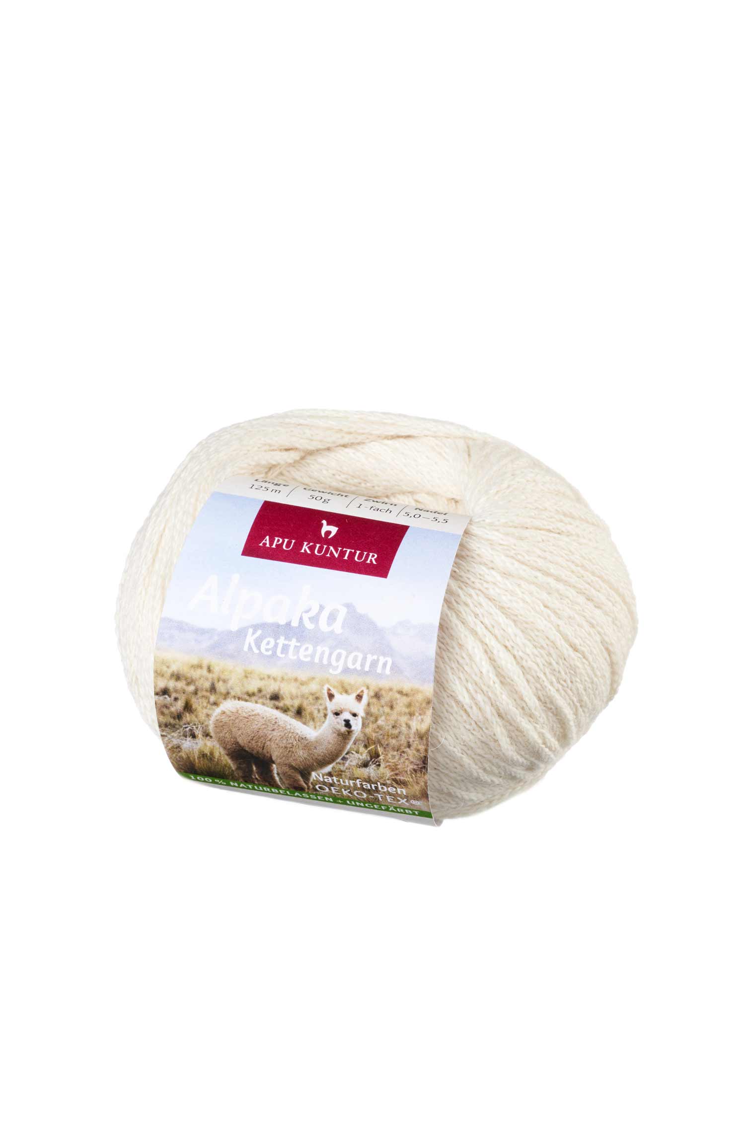 Alpaka Wolle KETTENGARN | 50g | 55% Baby Alpaka (ungefärbt)