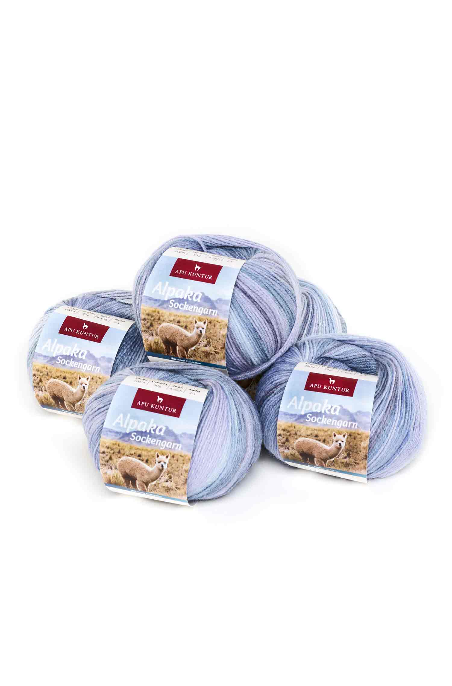 Alpaka Wolle SOCKENGARN | 50g | 5er Pack | Alpaka-Woll-Mix