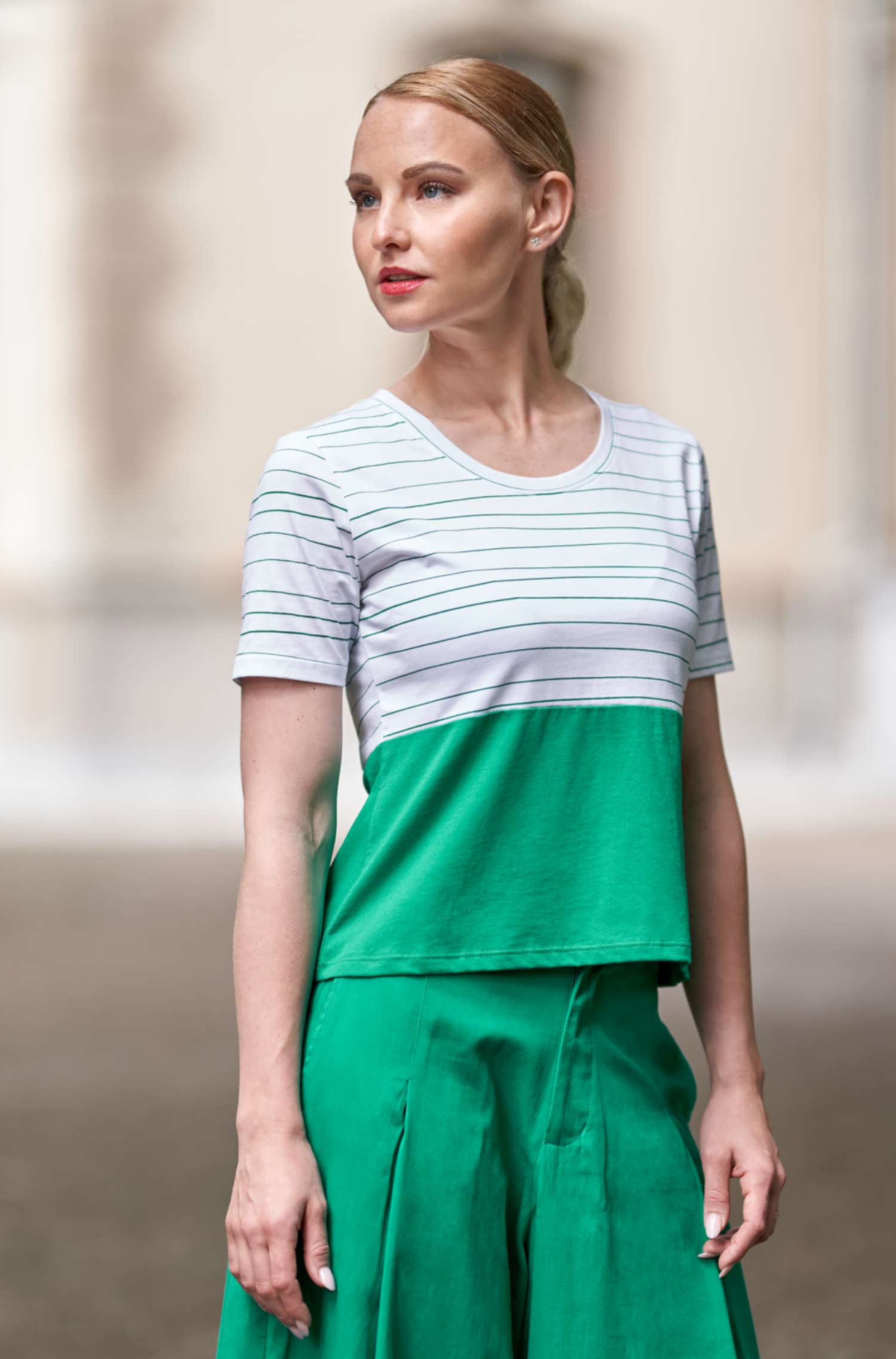 Kurzarm T-Shirt LINEAS aus 100% Bio Pima Bio Baumwolle