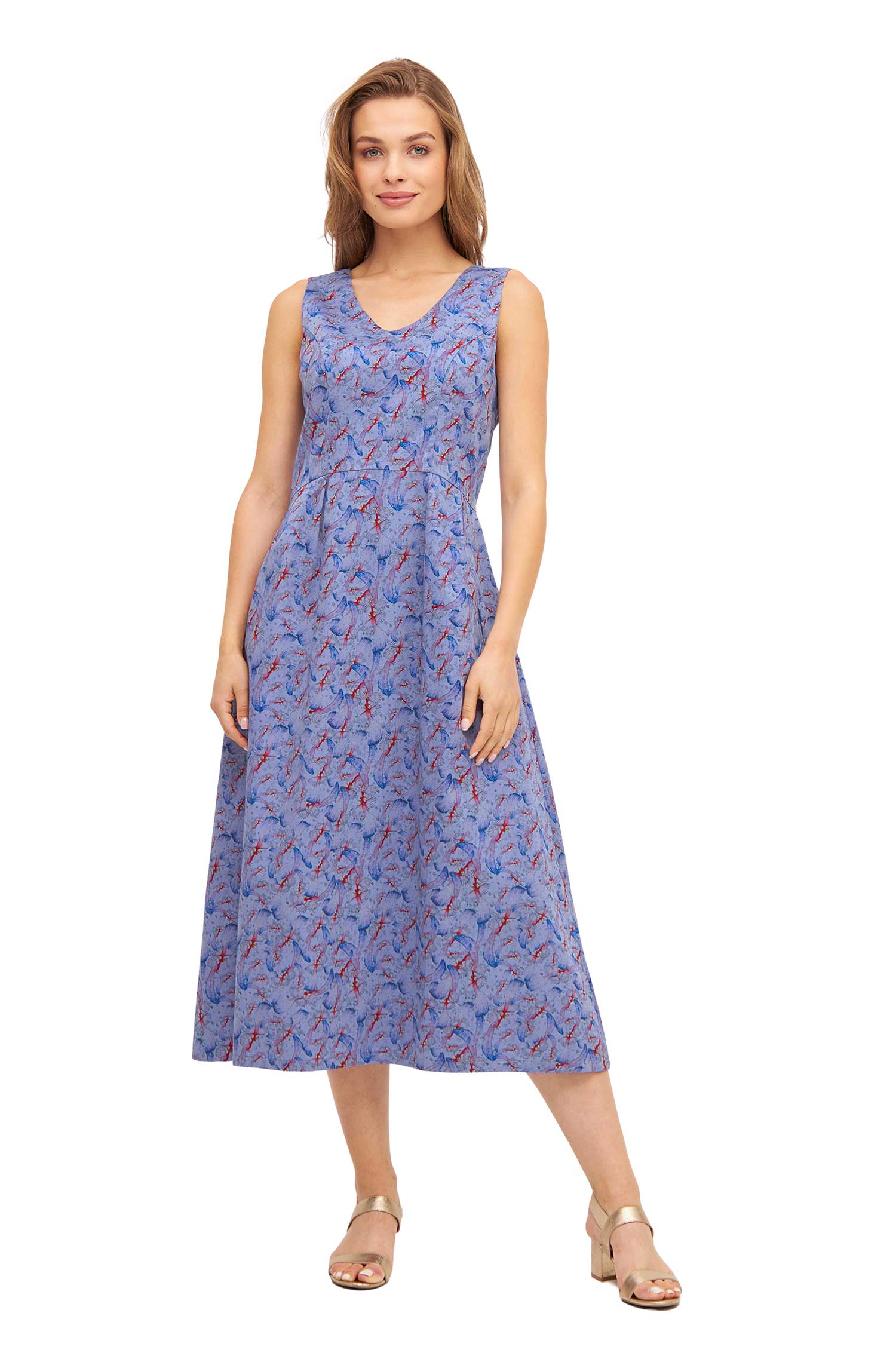 Langes Kleid FLYING BIRD aus Bio-Pima-Baumwolle