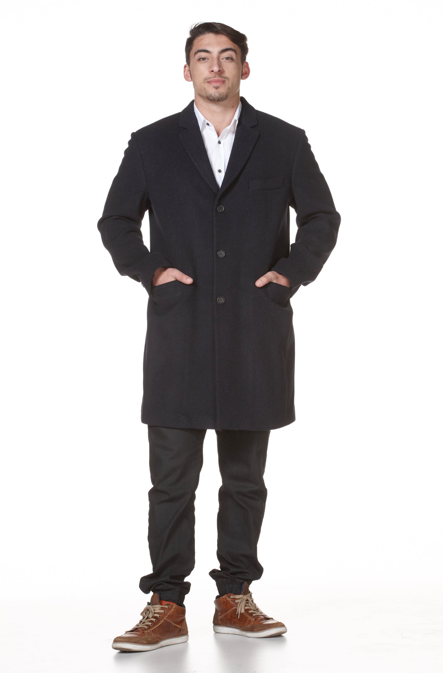 Manteau homme en alpaga NARS en Topo/Bleu par Kuna