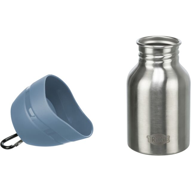 Trixie Edelstahl-Flasche mit Trinknapf