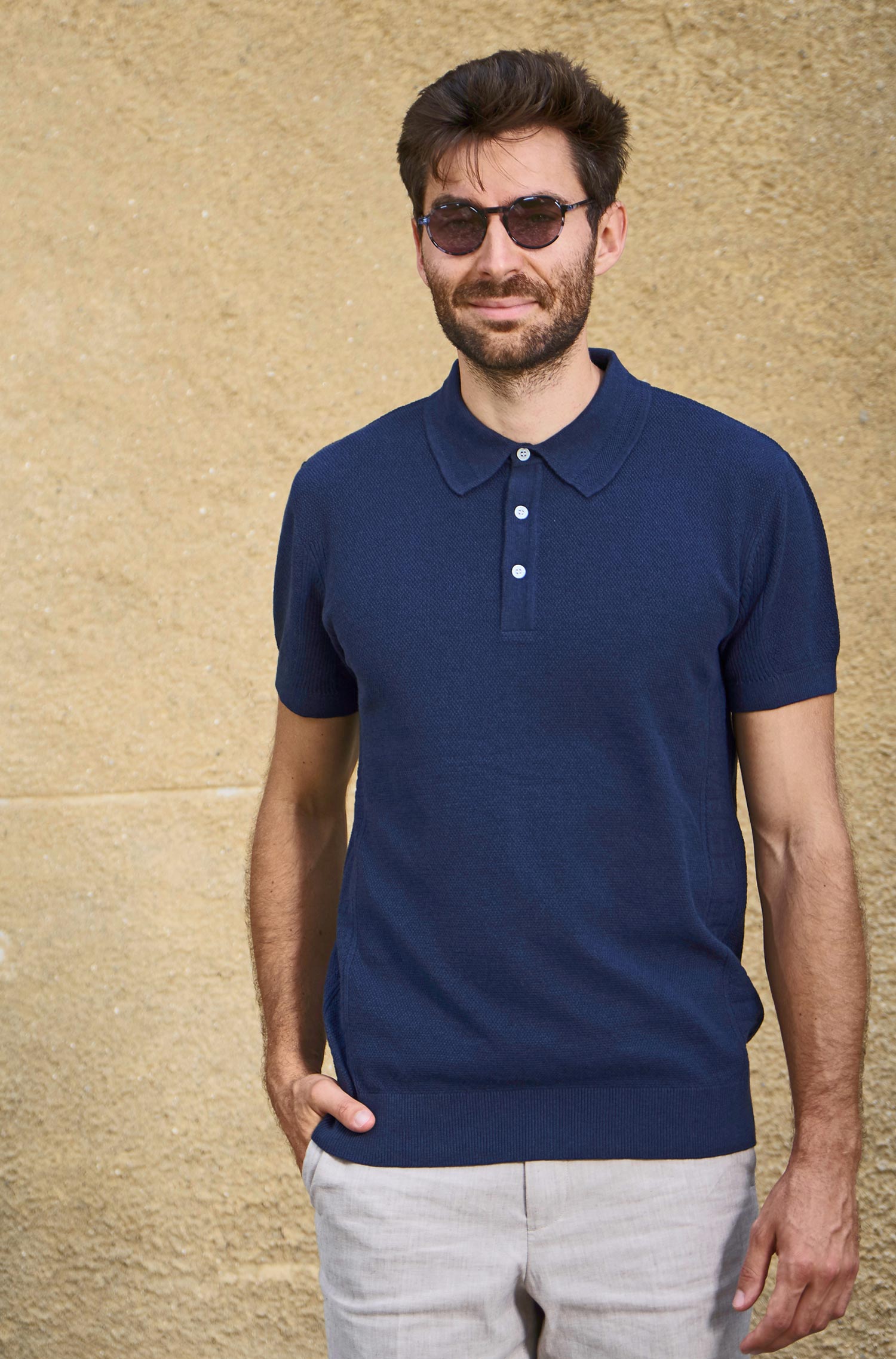 Polo Shirt SIMRON aus Royal Alpaka-Baumwoll-Mix