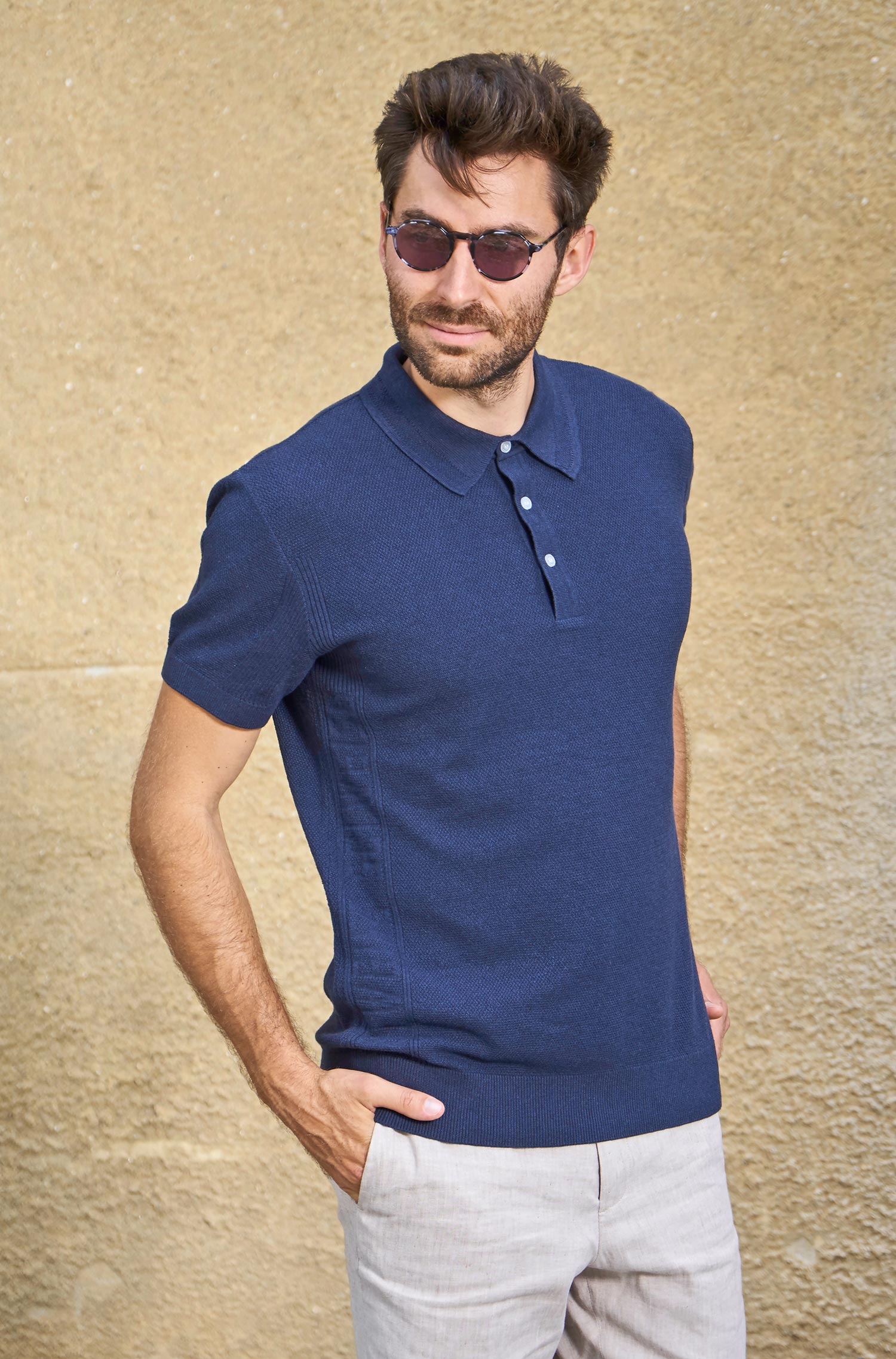 Polo Shirt SIMRON aus Royal Alpaka-Baumwoll-Mix