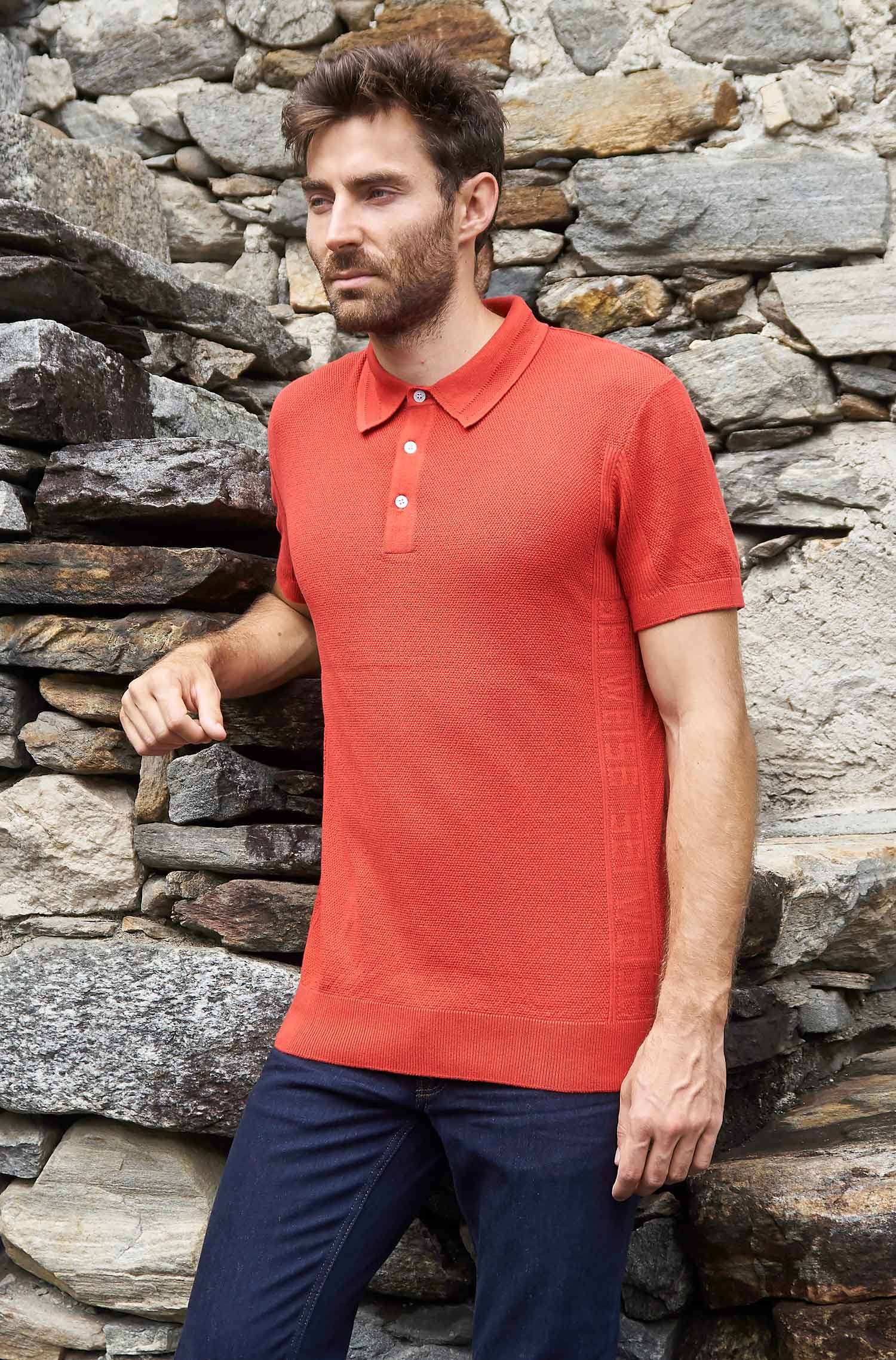 Poloshirt SIMRON aus 10% Royal Alpaka und 90% Pima Bio Baumwolle