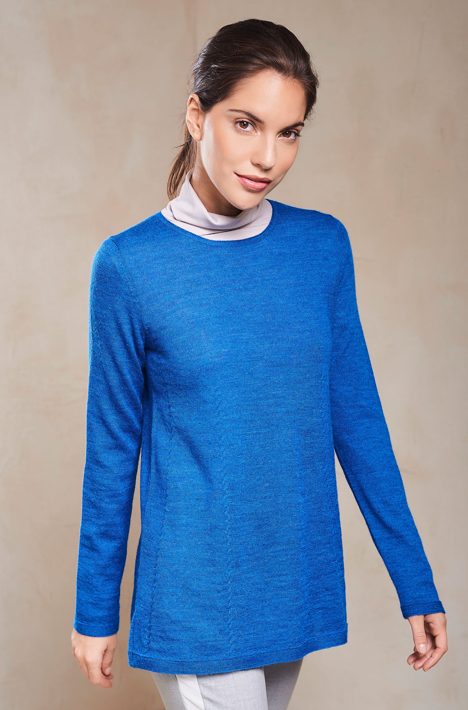 Sweater STRADA ladies baby alpaca round neck tunic
