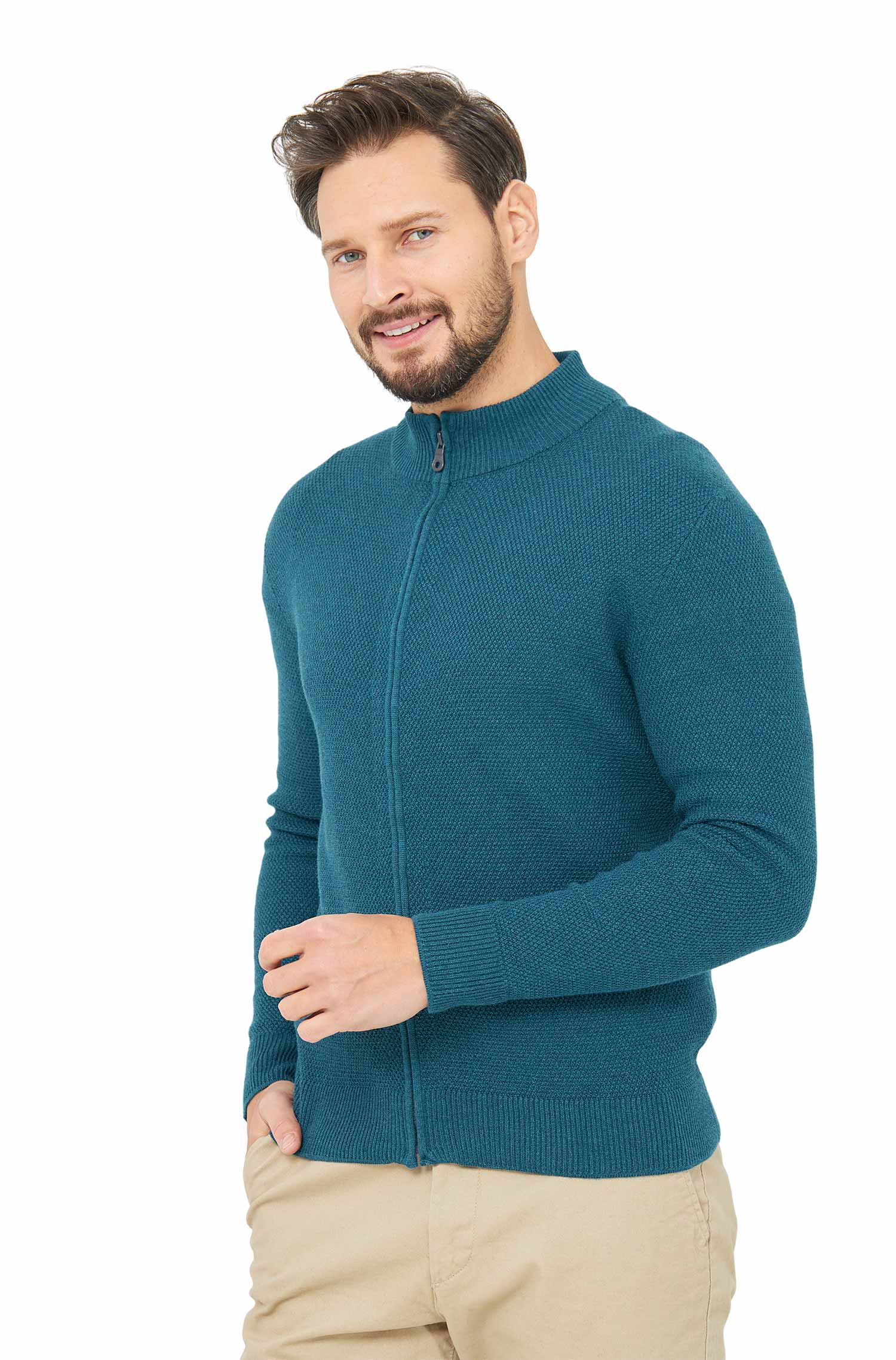 Strickjacke ALAYO mit Zipper aus Baby-Alpaka-Baumwoll-Mix