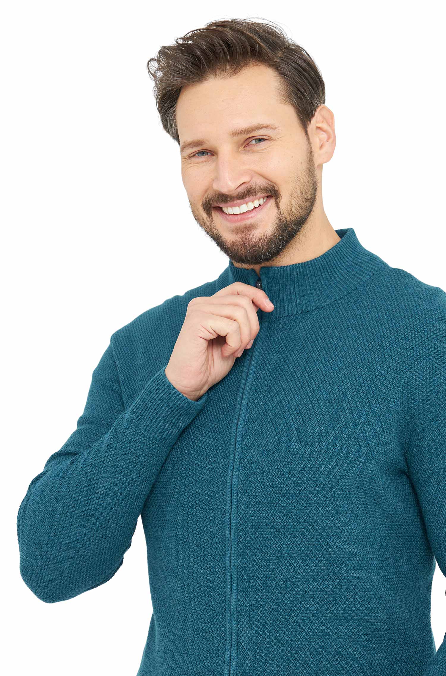 Strickjacke ALAYO mit Zipper aus Baby-Alpaka-Baumwoll-Mix