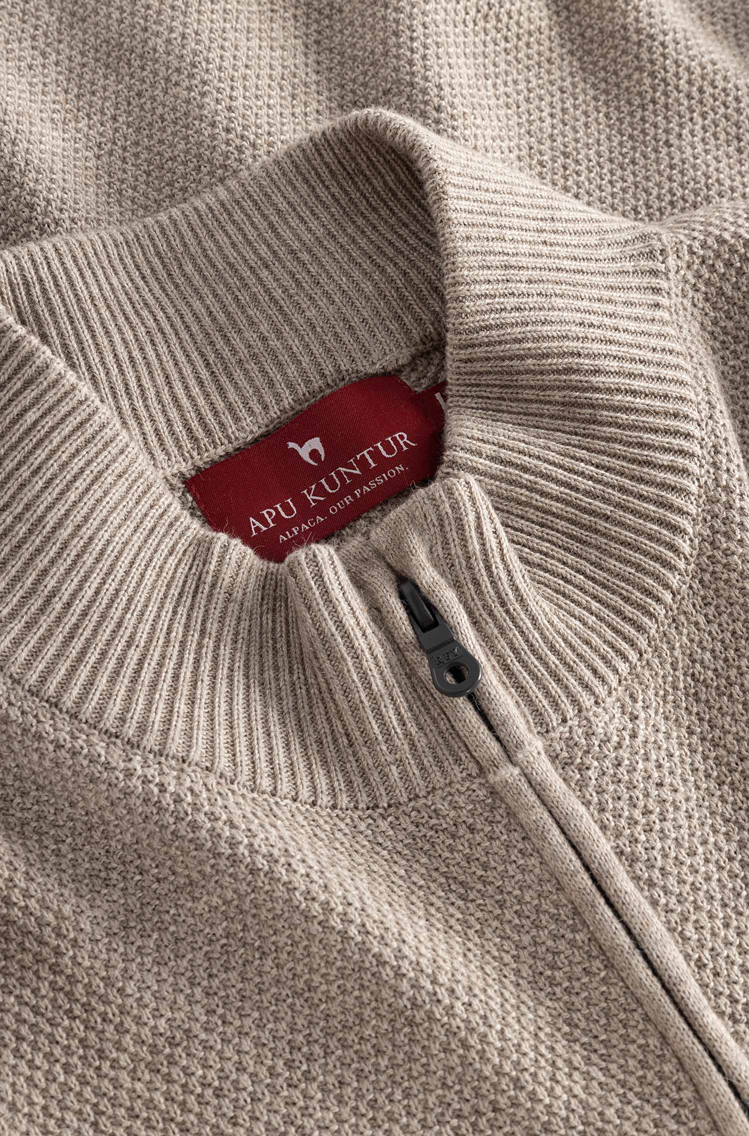 Strickjacke ALAYO mit Zipper aus Baby-Alpaka-Baumwoll-Mix