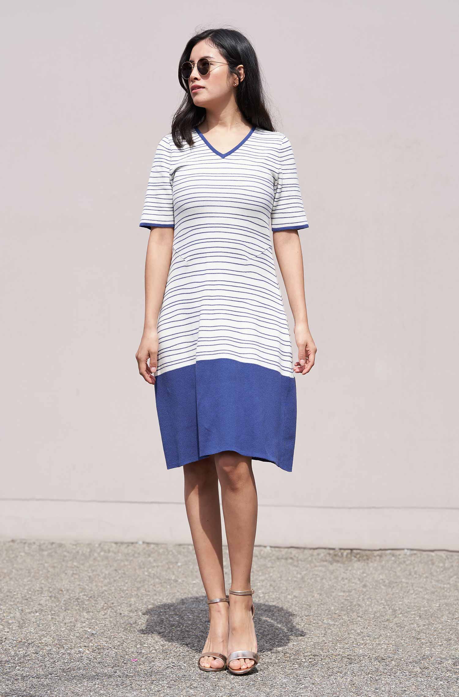 LINEAS knitted dress made from organic Pima cotton