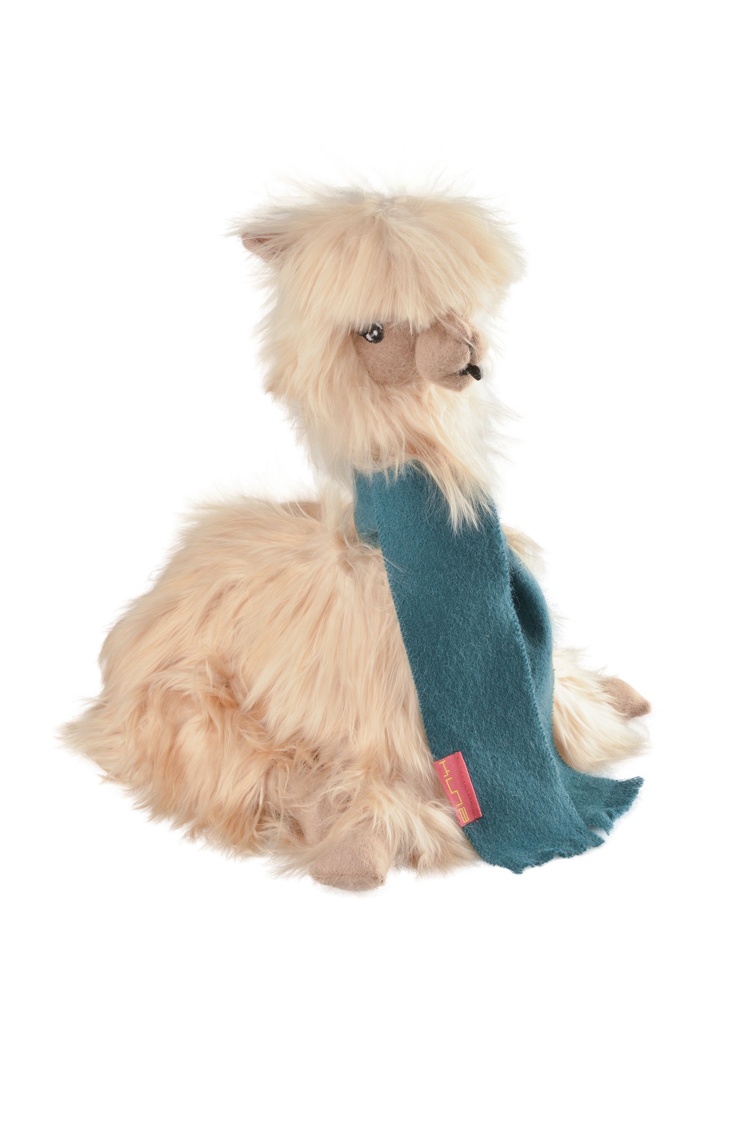 Suri fourrure d'alpaga LAYKA peluche avec écharpe tissée en bébé alpaga article de décoration KUNA
