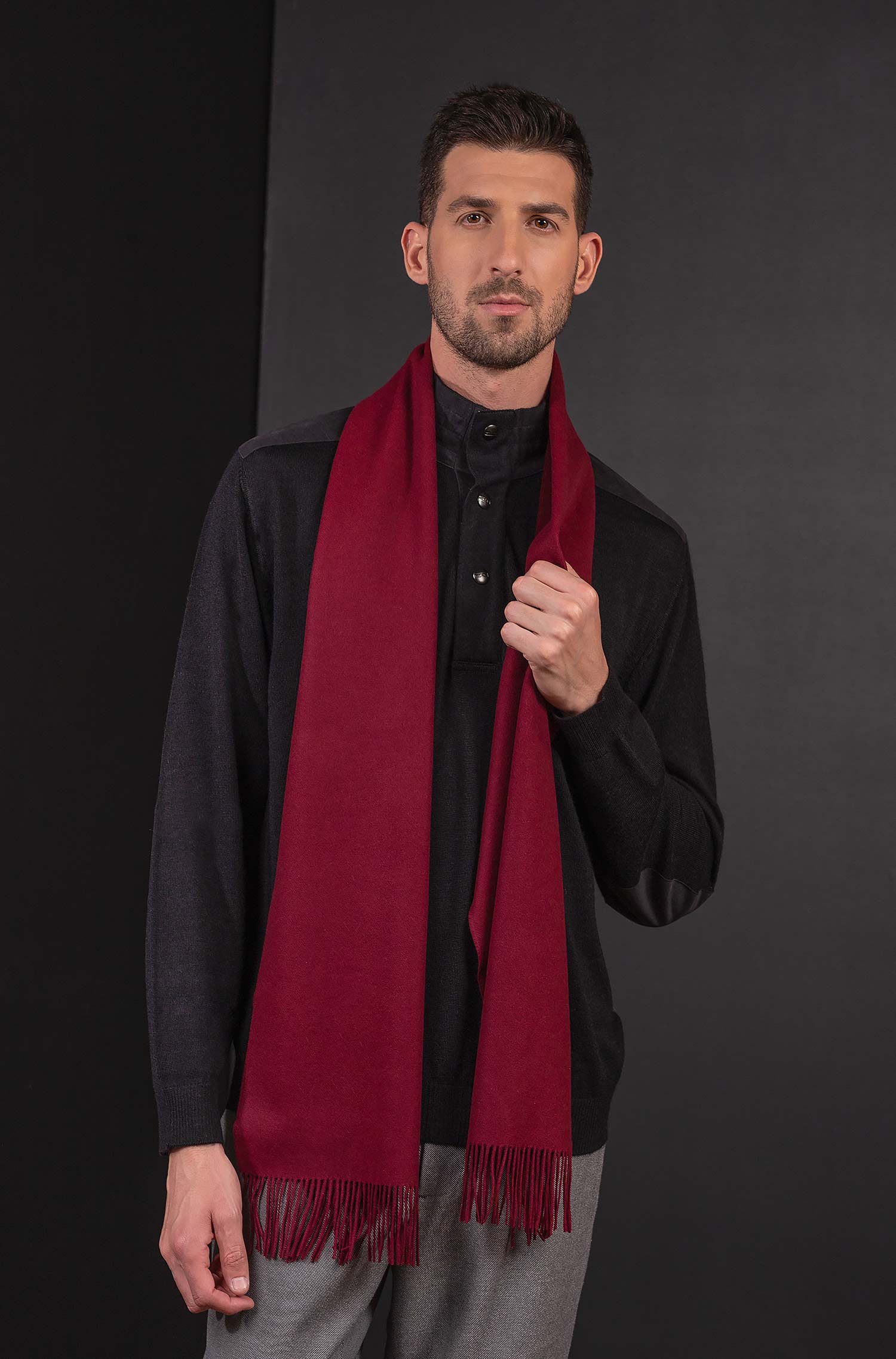 Vikunja Schal BASEL 30 cm x180 cm mit Fransen